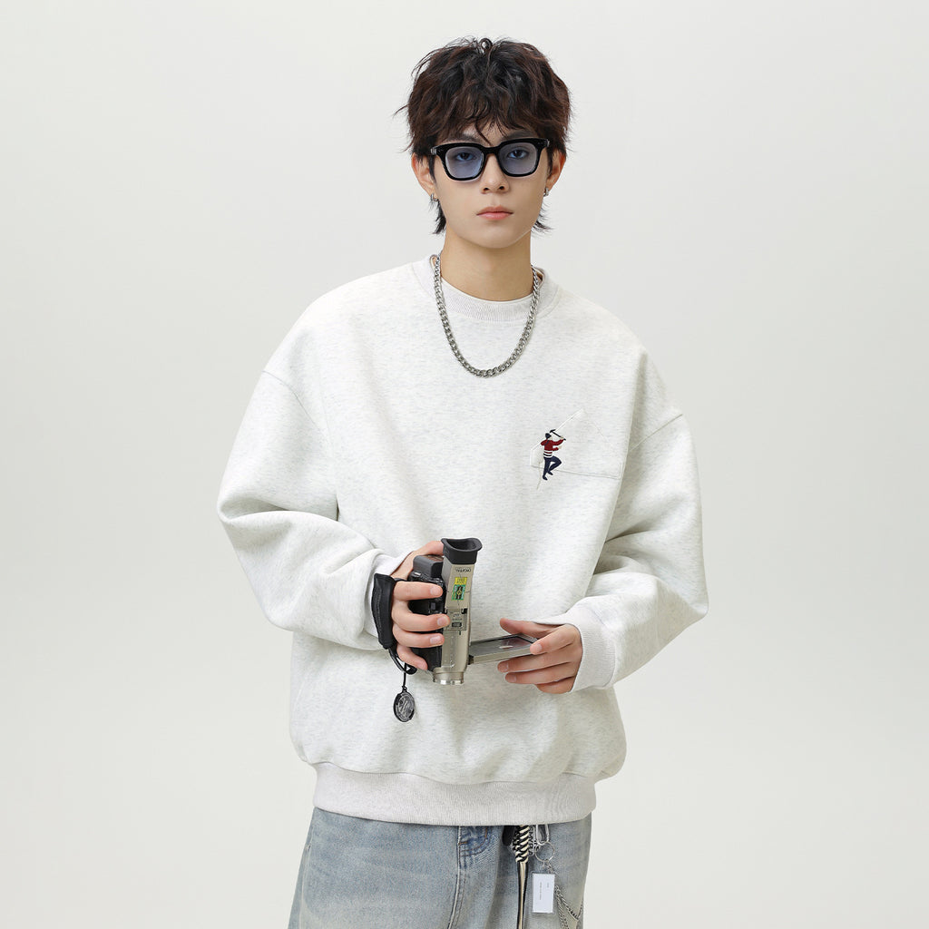 Embroidered round neck sweatshirt for men