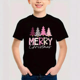 Combed Cotton New Christmas Children's Short Sleeve Girls' T-Shirt Kids Clothing Boys' Short Sleeve
