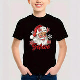 Combed Cotton New Christmas Children's Short Sleeve Girls' T-Shirt Kids Clothing Boys' Short Sleeve