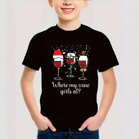 Combed Cotton New Christmas Children's Short Sleeve Girls' T-Shirt Kids Clothing Boys' Short Sleeve