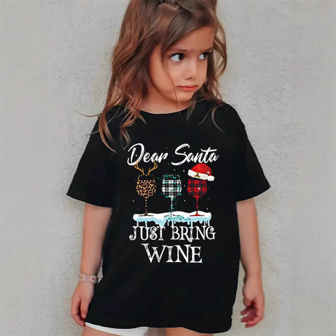 Combed Cotton New Christmas Children's Short Sleeve Girls' T-Shirt Kids Clothing Boys' Short Sleeve